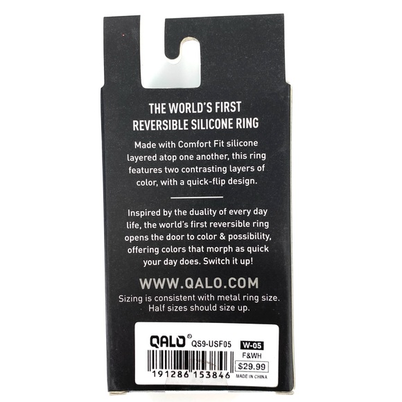 Qalo Reversible Silicone Ring Fuscia Pink White Womens Wedding Ring Size 5 8 - Picture 3 of 3